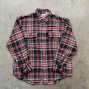 M.A.P. Sport Knit Flannel Shirt Heavy Cotton Plaid Checks Men's Size Large